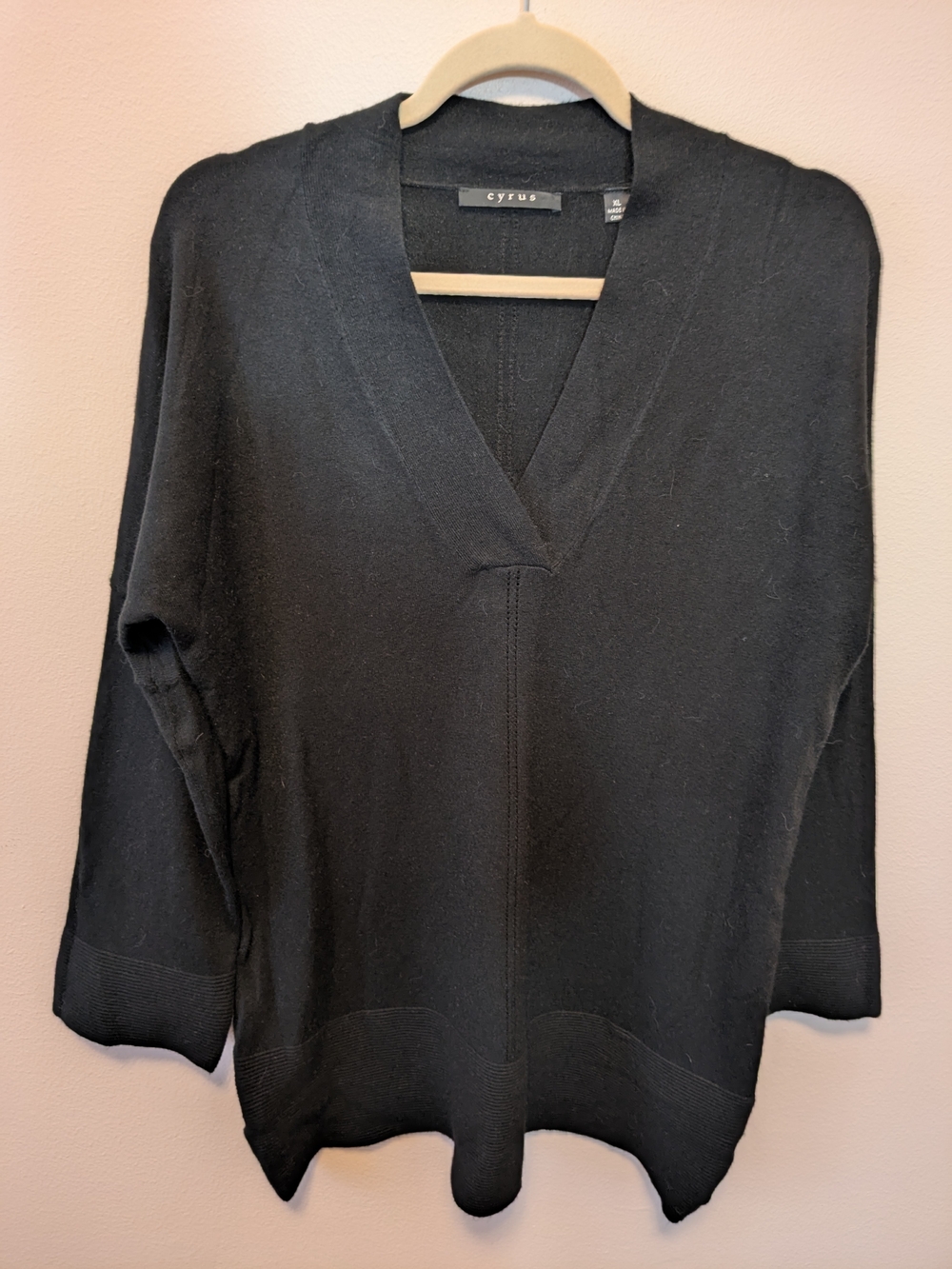 Cyrus Black V-Neck Relaxed Knit Sweater